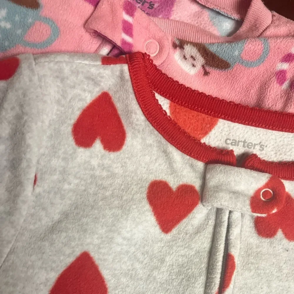 Lot Carter’s Girl Fleece Sleeper Footed Pajama Sz 4 / 4T